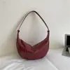 Bolso de hombro de cuero suave tipo cuerno 2026 transfronterizo, bolso de axila simple versátil casual, bolso de hombro de cuero encerado de moda para el día a día
