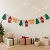 Exclusivo para ventas transfronterizas: Guirnalda de fieltro navideña con renos, copos de nieve, cuentas de madera, banderines con letras, pancarta, decoración para chimenea, envío OEM disponible