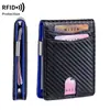 Cartera Antirrobo RFID para Hombre Minimalista Plegable 12 Tarjetas Portatarjetas de Crédito Ultradelgada Portátil Ranura para Múltiples Tarjetas Pinza para Billetes