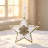 Enfeites de Natal de desenho animado transfronteiriços, pingentes de pelúcia de madeira, decorações de rena e estrela, enfeites para pendurar na árvore de Natal