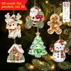 Adornos planos acrílicos 2D de Santa Claus y muñeco de nieve más vendidos transfronterizos, adornos colgantes decorativos con temática navideña