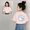 Nueva camiseta de verano estilo coreano para niños, versátil, con estampado de dibujos animados, manga corta, para niños y niñas, agradable a la piel y elegante