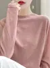 Top de Punto de Alta Gama Estilo Nuevo 2025 de Cuello Medio Alto Elegante para Mujer para Otoño e Invierno con Color Puro Aspecto Adelgazante