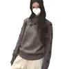 Suéter de Punto para Mujer con Cuello Medio Alto y Lazo Estilo Coreano, Adecuado para Otoño e Invierno, Se Puede Usar por Fuera o como una Capa Interior Relajada, Top Básico de Punto