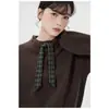 Suéter de Tricô com Cadarço Guier Lazy Time Feminino Inverno Xadrez de Alta Qualidade Top Solto