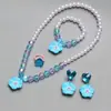 Conjunto de Colar de Pérolas Infantil Acessórios Fofos para Daminhas Pulseira de Contas Anel Brincos Amor Joias Atacado