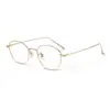 Gafas LIKA R de titanio puro estilo Karin 51 con ribete dorado, montura redonda pequeña para mujer 98773, gafas lisas geniales y artísticas