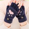 Guantes de Pata de Gato Transfronterizos para Mujer, Invierno Cálidos con Forro Polar Engrosados para Estudiante, Modernos para Escribir y Ciclismo, Lindos Guantes de Punto sin Dedos con Solapa
