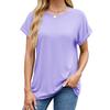 Camiseta de manga corta holgada con cuello redondo de color liso para mujer, primavera y verano 2025, comercio exterior transfronterizo de Amazon Europa y Estados Unidos, disponible en stock.