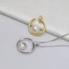 Colgante semicircular de plata S925 para mujer, colgante con personalidad, joyería de perlas 9-11, accesorios de bricolaje, soporte vacío, semiacabado, 799