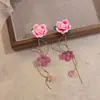 Brinco de Flor Dopamina Cor Primavera e Verão Estilo Férias Feminino Brincos para Foto na Beira-Mar Brincos