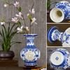 Adornos de Jarrón de Cerámica de Jingdezhen Sala de Estar Arreglo Floral Porcelana Hueca Pastel Estilo Chino Moderno Decoraciones para el Hogar Gabinete de Vino