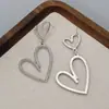 Pendientes de Pedrería de Nicho de Alta Gama de Moda Transfronterizos Estilo Europeo y Americano Exagerados de Moda Pendientes de Corazón Hueco Completos de Diamante para Mujer
