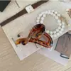 Pinza para el pelo de acrílico esmerilado con estampado de leopardo pequeño color ámbar, transfronteriza, básica, versátil, para coleta media, para la parte posterior de la cabeza