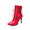 Botas de Cano Curto com Cadarço e Fivela, Salto Alto, Estilo Motociclista, Tamanhos Grandes 40-50, Botas de Comércio Exterior para Outono, Inverno e Primavera