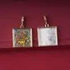 Collar con Colgante Tangka Cuadrado Imagen de Buda Tibetano Pintado a Mano Dorado Aleación Ocho Grandes Deidades Guardianas Colgante Portátil