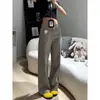 Jeans Americano Retrô Tie-Dye de Perna Larga para Mulheres, Novo Estilo de Outono para Meninas Plus Size, Calça Reta Solta de Cintura Alta Emagrecedora