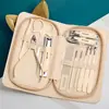 Set de 9 Piezas de Herramientas de Acero Inoxidable para Manicura y Cuidado de Uñas, Set de Tijeras para Uñas, Tijeras Completas para Cejas, Cuchara para Oídos, Set de Cortauñas al por Mayor