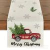 Bandeira de Mesa de Natal de Inverno Nova Transfronteiriça Árvore de Natal Floco de Neve Gnomo Toalha de Mesa Toalha de Mesa Tapete de Mesa de Linho Decoração