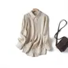 Camisa Elegante de Manga Larga 100% Ramio, Transpirable y Cómoda, con Bordado Pesado de Lujo Estilo Francés, Protección Solar, para Mujer
