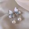 Brincos de Flor com Pérolas Artificiais, Brincos Modernos e de Alta Qualidade, Brincos Elegantes e de Luxo Leve Estilo Francês para Mulheres