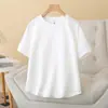 Camiseta de Verão 2026 Tamanho Plus Size Manga Curta Gola Redonda Camisa de Algodão Mamba Top de Gola Redonda Feminino para Meninas Plus Size com Mangas Vazadas Versátil 2607