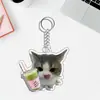 Nuevo Llavero Acrílico Transfronterizo para Mascotas Colgante Lindo de Gato y Perro