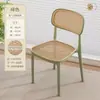Cadeira de Rattan para Uso Doméstico, Cadeira de Jantar Espessa para Restaurante, Confortável para Sentar por Longos Períodos, Cadeira Simples de Plástico com Encosto de Rattan para Uso Comercial