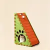 Casa de fieltro triangular color block para gatos con rascador, casa integrada con rascador de rampa cosida, casa triangular de fieltro 2 en 1 con hueco de huella de pata para descanso y rascado de gatos, tamaño: 70 cm de largo, 40 cm de ancho, 40 cm de alto