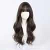 Peruca Cor de Chá de Mel Estilo Coreano Longa Ondulada Aparência Natural Peruca Longa Ondulada Peruca de Fibra Sintética Onda Grande