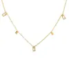 Colar de Luxo de Nicho de Borla de Cristal Quadrado Peças de Diamante de Zircão Feminino Aço Titânio Banhado a Ouro Clavícula Cadeia Colar Corrente