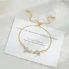 Corrente Elegante para Clavícula em Ouro Eletrodepositado com Zircônia Microincrustada para Mulheres, Pulseira Ajustável com Design de Borboleta Retrátil Atacado