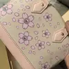 Nueva Bolsa de Cartera de Cuero Genuino con Patrón de Ondas de Agua Polvo de Cerezo Bolso de Mano de Moda para Mujer Marca de Tendencia Bolso Cruzado de Hombro Único de Gran Capacidad