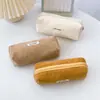 Bolsa de Lápices de Pana Color Sólido Retro Simple de Gran Capacidad Caja de Almacenamiento para Material Escolar Estudiante Bolsa de Almacenamiento Portátil para Llevar