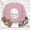 Top con estampado de calaveras, cuello redondo, holgado, manga larga, suéter casual para mujer