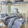 Edredón para dormitorio de estudiantes de algodón cuidadosamente seleccionado Ropa de cama Universidad Escuela secundaria Juego de tres piezas Dormitorio Sábanas y fundas de edredón de puro algodón