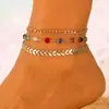 Moda Retro Europeia e Americana Novo Tornozeleira Geométrica de Diamante Olho de Diabo para Mulheres Liga Turca Joias do Oriente Médio