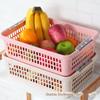Prateleira de armazenamento de vegetais de cozinha, prateleira de armazenamento de várias camadas de piso, cesta de lanches empilhados de plástico, cesta de frutas e vegetais