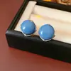 Pendientes Redondos de Plata con Forma de Rombo y Aguja de Plata, Pendientes Versátiles de Gama Alta Vintage de Nicho con un Diseño Único