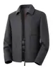 Chaqueta de solapa para hombre de lana de oveja 100% para otoño e invierno, versátil de color liso con cremallera, abrigo holgado cómodo y cálido para mediana edad y personas mayores