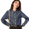 Tiro Real # "Las Capas Son Más Modernas" - Chaqueta de Mezclilla Vintage Azul Profundo Lavado Estilo Blogger Francés para Mujer.