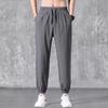 Fabricante de Origen Talla Grande Pantalones de Seda de Hielo para Hombre Verano Moderno Versátil Sueltos con Lazo en el Tobillo Deportivos Casuales Pantalones Nueve Puntos