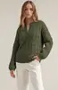 2026 Nuevo sitio independiente de ropa para mujer transfronterizo de Amazon eBay moda suéter de punto trenzado detalle cuello en V manga larga