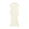 Ropa exterior de punto sin mangas de estilo coreano minimalista de alta gama, cuello alto ajustado, para mujer, con un estilo de chica popular.