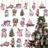 Novos Enfeites de Natal Estilo Rosa Fofo Decoração Criativa para Festa de Natal Decoração de Natal de Madeira para Casa Presente