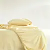 Ventas directas del fabricante: Juego de cuatro piezas transfronterizo de sábanas bajeras, sábanas, fundas de almohada, ropa de cama hipoalergénica, juego de ropa de cama para el hogar de color liso