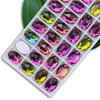 Taladro ovalado cosido a mano de espalda plana con doble agujero taladro de vidrio cosido a mano color liso ropa con taladro DIY taladro de cristal taladro caliente brillante
