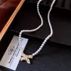 Colar de Contas com Laço Banhado a Ouro Real 18k Colar de Pérolas Corrente de Clavícula de Luxo Leve Nicho Colar de Moda Retrô