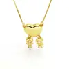 Coleção de moda infantil transfronteiriça de dois meninos e meninas banho de ouro real 18k comércio exterior colar pingente quente