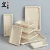 Caja de sushi desechable comercial para llevar caja de embalaje ecológica biodegradable rectangular plato japonés para sushi embalaje lonchera